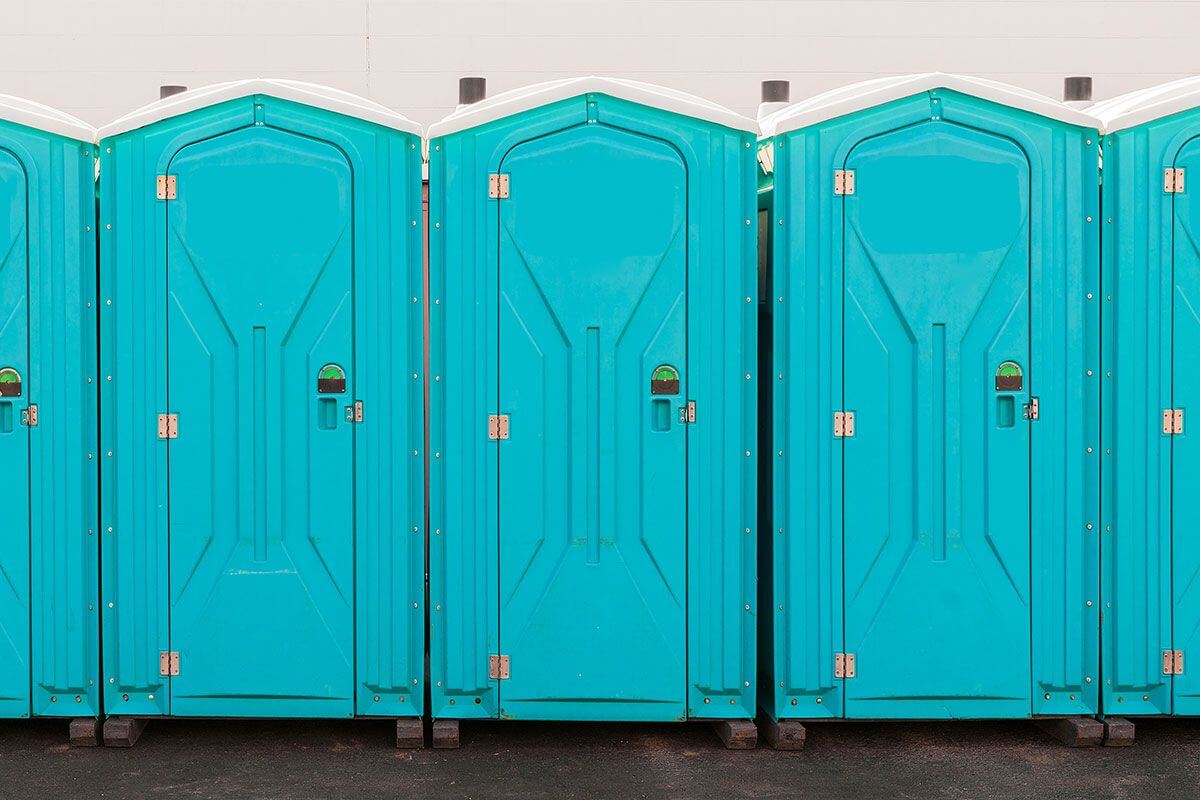Industrial portable restroom units at a plant in Cleveland, Tennessee