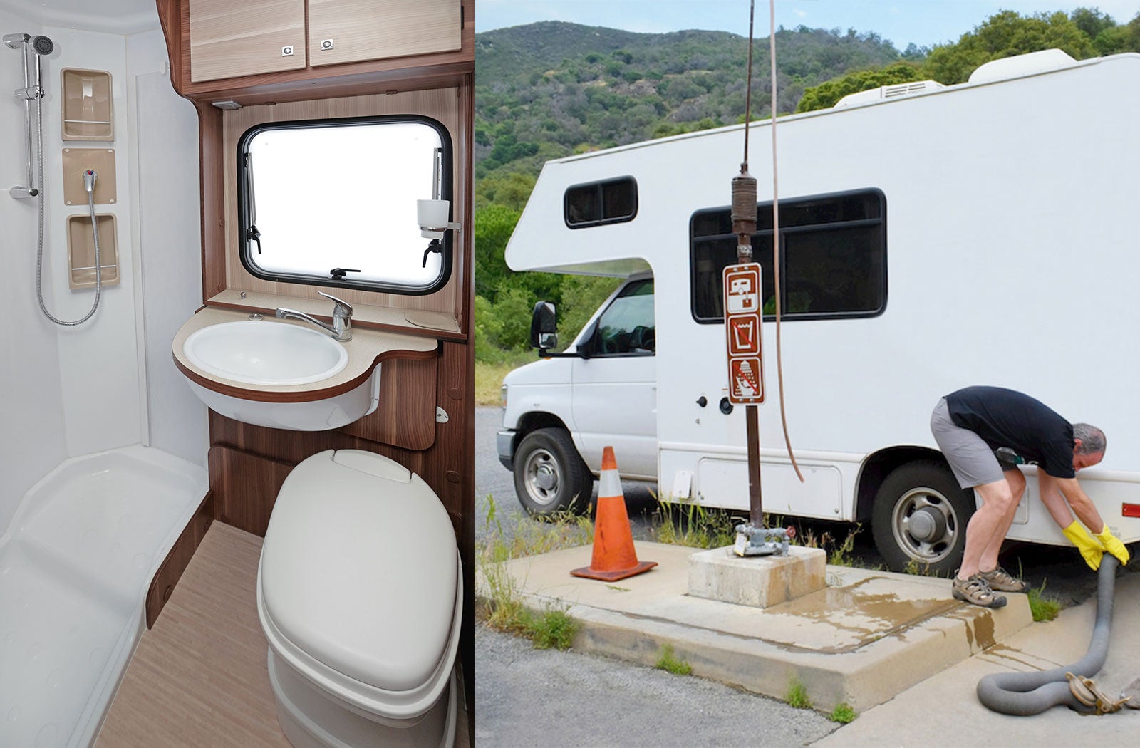 Portable RV/camper toilet and holding tank setup in Cleveland, Tennessee