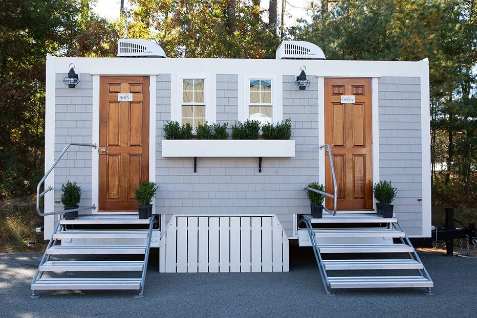 Wedding restroom units discretely staged at a venue in Cleveland, Tennessee